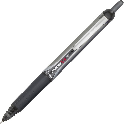 Pilot Precise V5 RT Extra-Fine Premium Retractable Rolling Ball Pens - Extra Fine Pen Point - 0.5 mm Pen Point Size - Needle Pen Point Style - Refillable - Retractable - Black Water Based Ink - Black Barrel - 1 Dozen