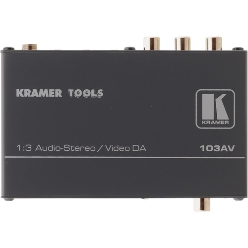 Kramer 103AV Video Splitter - 1 x RCA Component Video In, 1 x Mini-phone Stereo Audio Line In, 3 x RCA Component Video Out, 3 x Mini-phone Stereo Audio Line Out