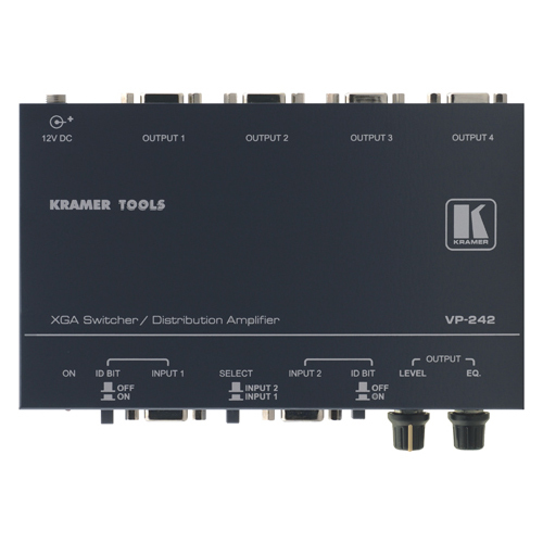 Kramer VP-242 4-Port VGA Splitter - 2 x HD-15 Video In, 4 x HD-15 Video Out - 1024 x 768 - XGA, VGA, UXGA