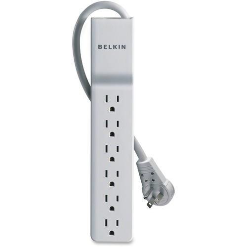 Belkin 6 Outlet Home/Office Surge Protector rotating plug 8' cord - White - 6 x AC Power - 1875 VA - 720 J - 125 V AC Input - 48 kA - 8 ft