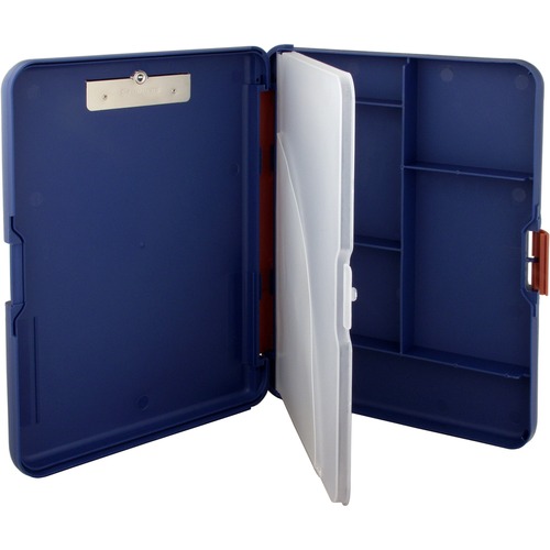 Saunders WorkMate II Divided Section Poly Clipboard - Storage for Stationary - 8 1/2" x 11" - Low-profile - Polypropylene - Blue, Red - 1 Each