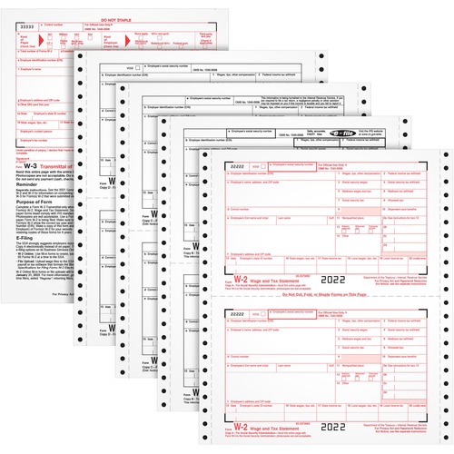 TOPS Carbonless Standard W-2 Tax Forms - 4 Part - 5.50" x 8.50" Sheet Size - White Sheet(s) - 24 / Pack