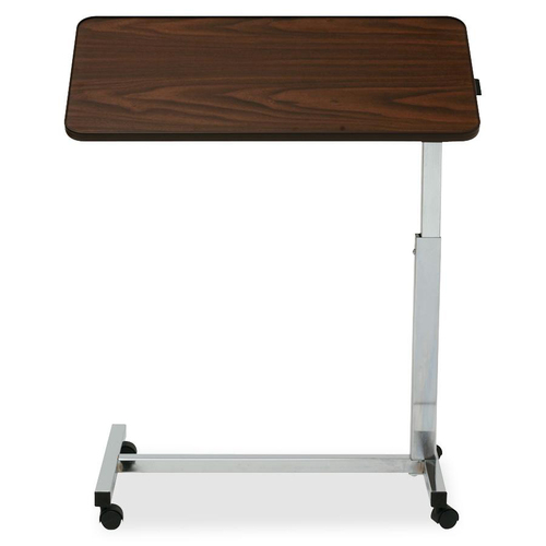 Medline Tilt-Top Overbed Table - Rectangle Top - H-shaped Base - Height Adjustable - 28" to 45" Adjustment - 30" Table Top Length x 15" Table Top Width - Reading, Cafeteria - Melamine - Wood Top Material - 1 Each