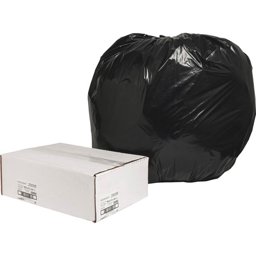 Nature Saver Black Low-density Recycled Can Liners - Extra Large Size - 56 gal Capacity - 43" Width x 48" Length - 1.25 mil (32 Micron) Thickness - Low Density - Black - Plastic - 100/Carton - Cleaning Supplies - Recycled