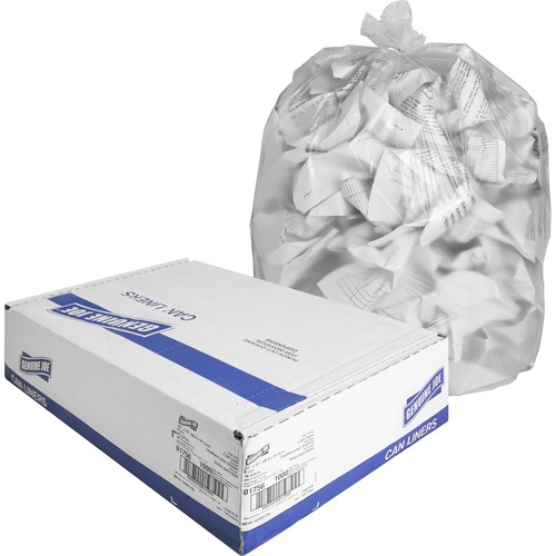 Genuine Joe High-Density Can Liners - Small Size - 16 gal Capacity - 24" Width x 32" Length - 0.31 mil (8 Micron) Thickness - High Density - Clear - Resin - 20/Carton - 50 Per Roll - Office Waste, Industrial Trash