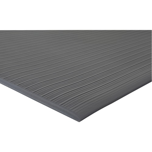 Genuine Joe Air Step Anti-Fatigue Mat - Warehouse - 36" Length x 24" Width x 0.375" Thickness - Vinyl, Vinyl Foam - Black - 1Each