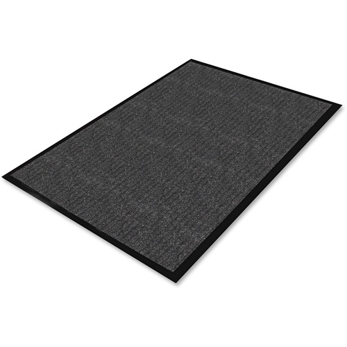 Genuine Joe Ribbed Indoor Wiper Mat - Warehouse, Hotel - 60" (1524 mm) Length x 36" (914.40 mm) Width - Polypropylene, Vinyl - Charcoal