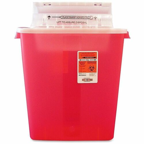 Sharpstar Covidien Transparent Containers - 3 gal Capacity - 16.5" Height x 13.8" Width x 6" Depth - Red - 1 Each