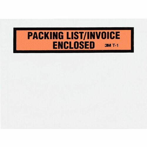 3M Packing List/Invoice Enclosed Envelopes - Packing List - 4 1/2" Width x 5 1/2" Length - Self-sealing - Polyethylene - 1000 / Box - Clear