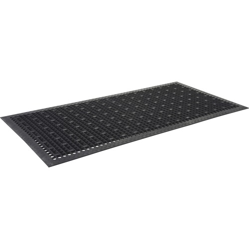 Genuine Joe Versa-Lite Anti-microbial Rubber Mat - Warehouse - 60" (1524 mm) Length x 36" (914.40 mm) Width - Rubber - Black