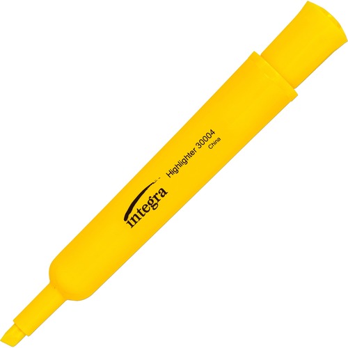 Integra Chisel Desk Liquid Highlighters - Chisel Marker Point Style - Yellow Water Based Ink - Yellow Barrel - 12 / Dozen
