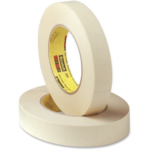 Scotch 232 High-performance Masking Tape - 60 yd Length x 1" Width - 6.3 mil Thickness - 3" Core - Rubber Backing - Solvent Resistant - For Masking - 1 / Roll - Tan