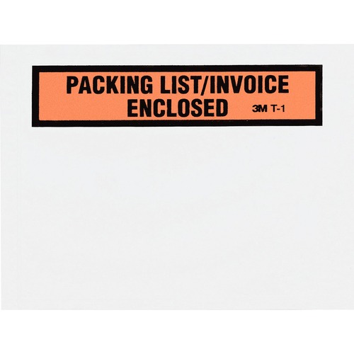 3M Packing List/Invoice Enclosed Envelopes - Packing List - 4 1/2" Width x 5 1/2" Length - Self-sealing - Clear - Polyethylene - 100 / Box