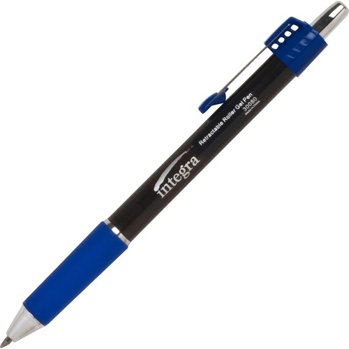 Integra Retractable Roller Gel Pen with Metal Clip - 0.7 mm Pen Point Size - Retractable - Blue Gel-based Ink - Blue Barrel - 12 / Dozen