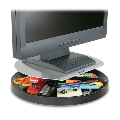 Kensington SmartFit Spin Monitor Stand with Storage - 18.14 kg Load Capacity - Flat Panel Display Type Supported - 13.50" (342.90 mm) Height x 3.25" (82.55 mm) Width x 13.25" (336.55 mm) Depth - Desktop - Black