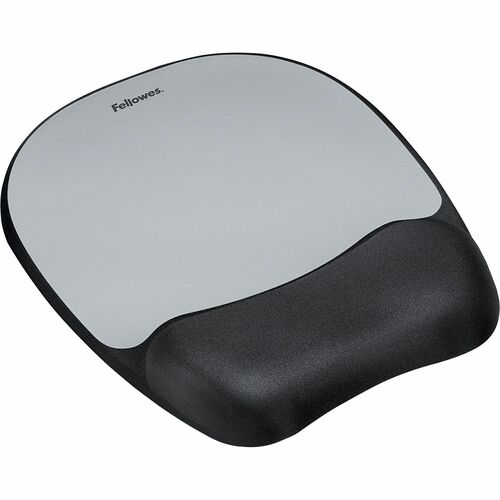 Fellowes Memory foam Mouse Pad/Wrist Rest- Silver Streak - Silver Streak - 1" x 7.94" x 9.25" Dimension - Silver - Memory Foam - Wear Resistant, Tear Resistant, Skid Proof - 1 Pack