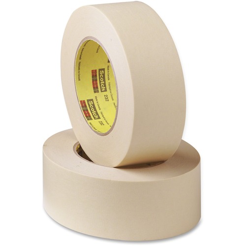 Scotch 232 High-performance Masking Tape - 60 yd Length x 2" Width - 6.3 mil Thickness - 3" Core - Rubber Backing - Solvent Resistant - For Masking - 1 / Roll - Tan