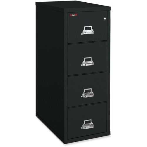 FireKing Insulated File Cabinet - 4-Drawer - 20.8" x 31.5" x 52.8" - 4 x Drawer(s) for File - Legal - Fire Resistant, Pick Resistant Lock, Drill Resistant, Impact Resistant, Insulated, Key Lock - Black - Powder Coated - Steel - Insulated File Cabinets - FIR42131CBL