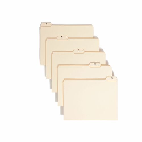 Smead 1/5 Tab Cut Letter Recycled Top Tab File Folder - 8 1/2" x 11" - 3/4" Expansion - Top Tab Location - Assorted Tab Position - 11 pt. - 2 Plys - Manila - 10% Recycled - 25 / Set