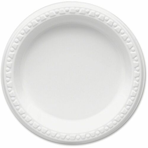 Tablemate 6" Plastic Plates - 6" Diameter - White - Plastic Body - 125 / Pack