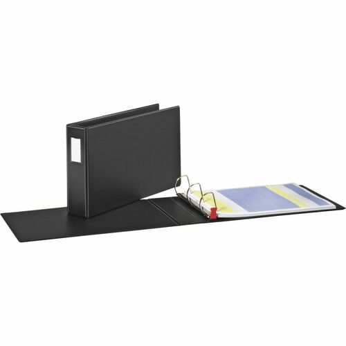 Cardinal EasyOpen Locking Slant-D Tabloid Binders - 3" Binder Capacity - Tabloid - 11" x 17" Sheet Size - 675 Sheet Capacity - 1 1/2" Spine Width - 3 x D-Ring Fastener(s) - Inside Front & Back Pocket(s) - Vinyl - Black - 3.19 lb - Recycled - Locking Ring,