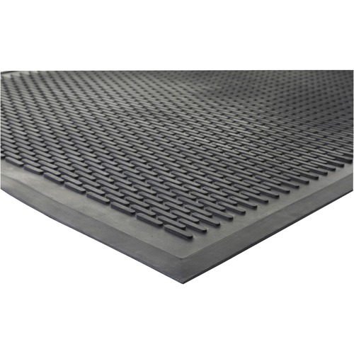 Genuine Joe Clean Step Scraper Floor Mats - Outside Entrance, Outdoor - 60" Length x 36" Width - Rubber - Black - 1Each