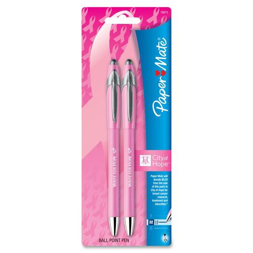 Paper Mate FlexGrip Elite Pen - Refillable - Retractable - Black Alcohol Based Ink - Pink Barrel - 2 / Pack