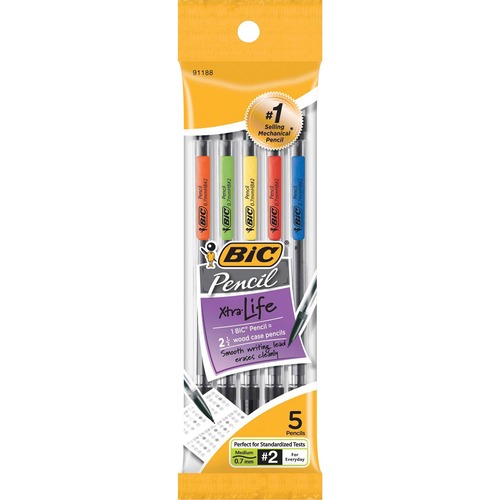 BIC .7mm Mechanical Pencils - #2 Lead - 0.7 mm Lead Diameter - 5 / Pack