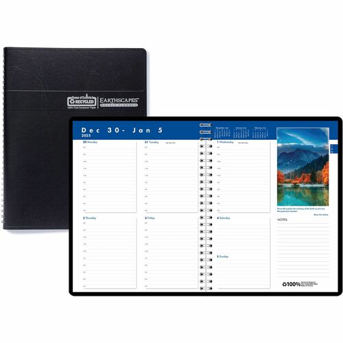 House of Doolittle Earthscapes Photos Weekly Planner - Julian Dates - Weekly - 1 Year - January 2024 - December 2024 - 8:00 AM to 5:00 PM - Hourly - 1 Week Single Page Layout - 8 1/2" x 11" Sheet Size - Wire Bound - Black - Simulated Leather - 1 Each