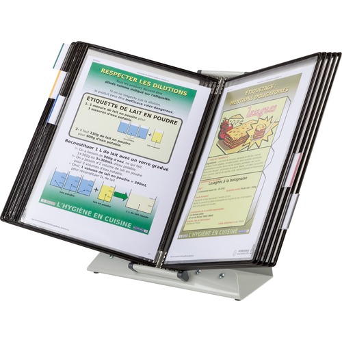 Tarifold Antimicrobial Desktop Reference System - Desktop - Support Letter 8.50" x 11" Media - Clear, Black - 1 Each