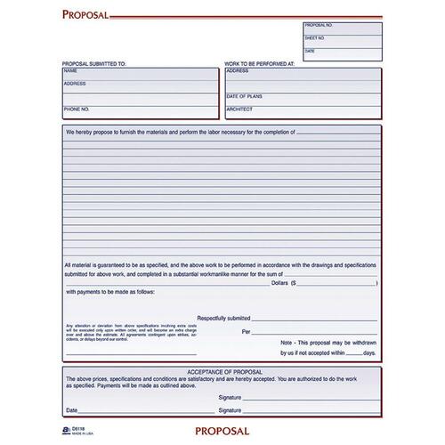 Cardinal Proposal Book - 50 Sheet(s) - Gummed - 2 Part