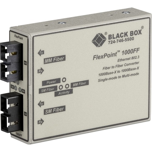 Black Box FlexPoint Fiber-to-Fiber Mode Transceiver - 2 x SC - 1000Base-X - Rack-mountable, Wall-mountable