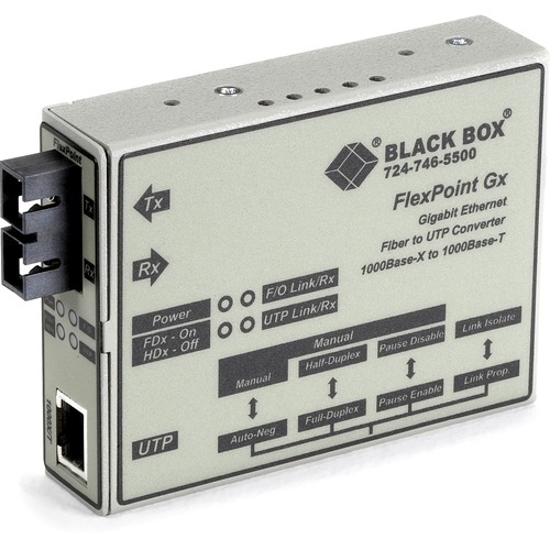 Black Box FlexPoint Gigabit Ethernet Media Converter - 1 x SC , 1 x RJ-45 - 1000Base-LX, 1000Base-T - External