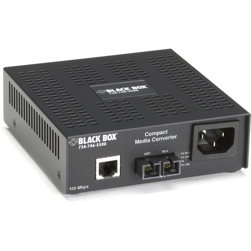 Black Box Fast Ethernet Compact Media Converter - 1 x RJ-45 , 1 x SC Duplex - 100Base-TX, 100Base-SX - External