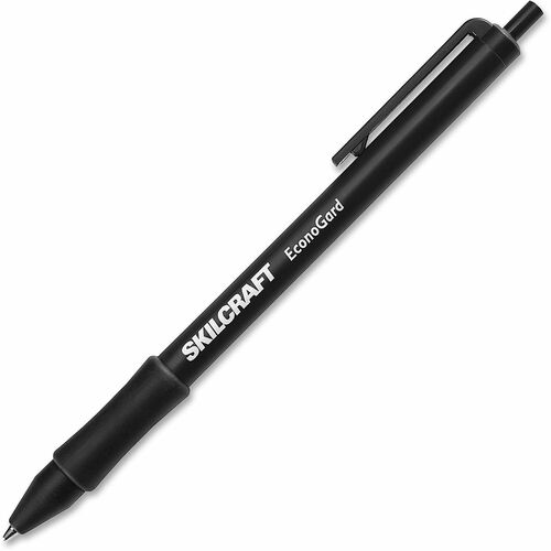 SKILCRAFT EconoGard Antimicrobial Pen - Medium Pen Point - Retractable - Black - Black Barrel - 1 Dozen