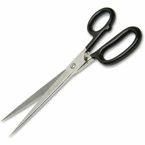 SKILCRAFT Paper Shears - 4.63" Cutting Length - 9" Overall Length - Straight-left/right - Pointed Tip - Black - 1 Each