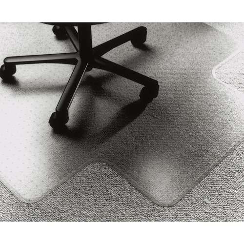 SKILCRAFT Vinyl Chairmat - Carpeted Floor - 53" Length x 45" Width x 0.22" Thickness - Lip Size 12" Length x 20" Width - Vinyl - Clear