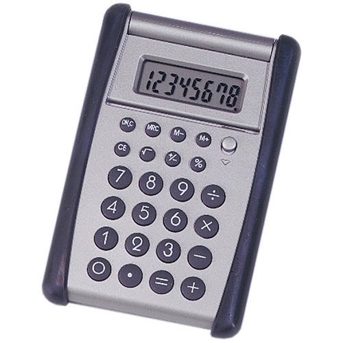 SKILCRAFT 8-Digit Flip-up Calculator - 8 Digits - Black, Silver - Rubber - 1 Each