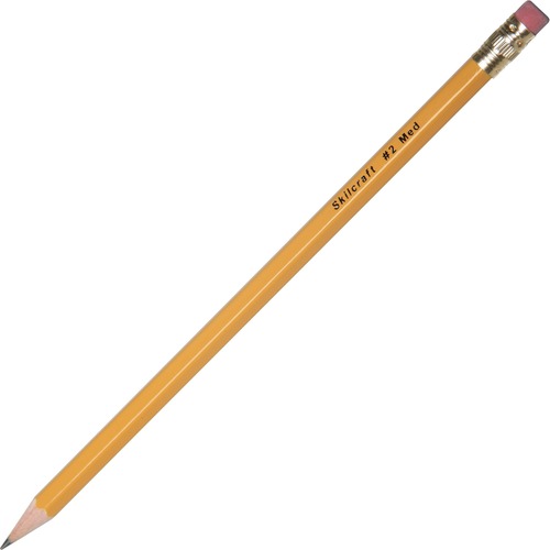 SKILCRAFT No. 2 Woodcase Pencil - #2 Lead - Black Lead - Yellow Wood Barrel - 1 Dozen