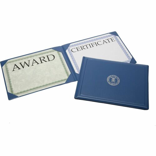 SKILCRAFT Award Certificate Binder With Gold Navy Seal - Letter - 8.5" x 11" - 2 Certificate - 1 Each - Blue