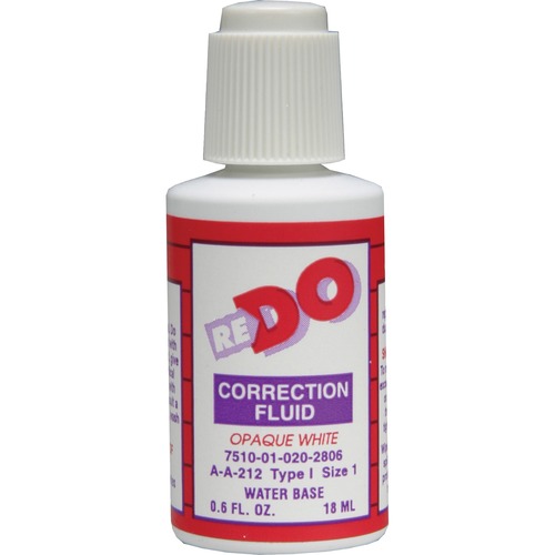 SKILCRAFT So-Sure Water Based Correction Fluid - Brush Applicator - 14.78 mL - White - Fast-drying - 1 Dozen