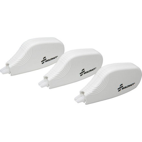 SKILCRAFT Correct-it Mini Dispenser - 1 Line(s) - White Tape - Non-refillable - 3 / Pack - White