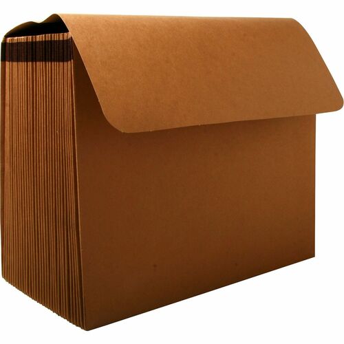 SKILCRAFT Expanding File Pocket - 8 1/2" x 11" - 15" Expansion - 31 Pocket(s) - Leather - Brown - 30% Recycled - 1 Each