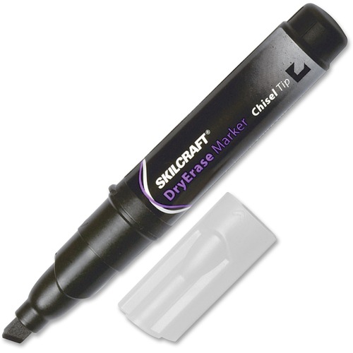 SKILCRAFT Dry Erase Marker - Chisel Marker Point Style - Black - 1 Dozen