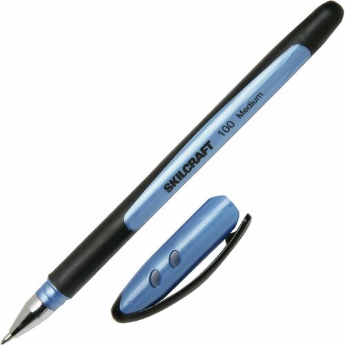 SKILCRAFT 100 Ballpoint Stick Pen - Fine Pen Point - 0.7 mm Pen Point Size - Blue - 1 Dozen