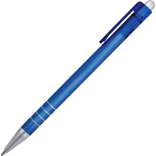 SKILCRAFT Rubberized Retractable Ballpoint Pen - Medium Pen Point - Retractable - Blue - Rubber Barrel - 1 Dozen
