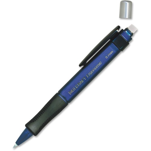 SKILCRAFT Wide Body Mechanical Pencil - 0.7 mm Lead Diameter - Refillable - Blue Barrel - 6 / Pack