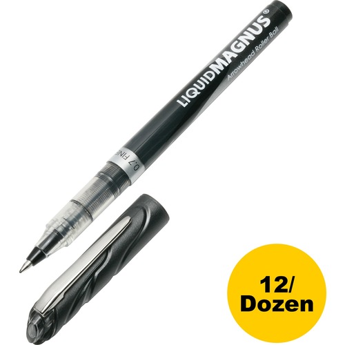 SKILCRAFT Free Ink Rollerball Pen - 0.7 mm Pen Point Size - Black - 1 Dozen