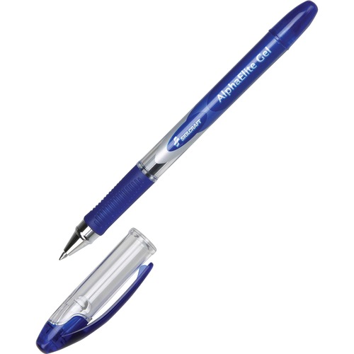 SKILCRAFT Alpha Elite Gel Pen - Medium Pen Point - Blue Gel-based Ink - Clear Barrel - 1 Dozen