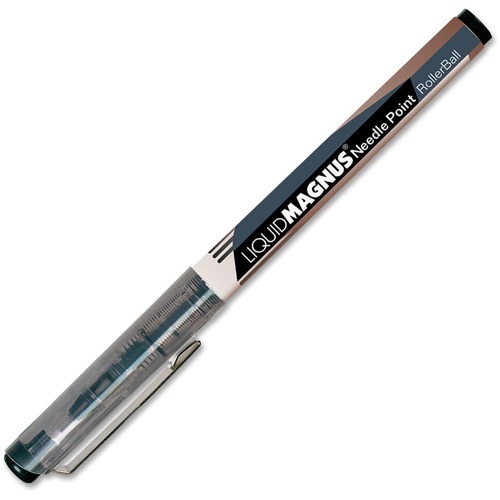SKILCRAFT Metal Clip Rollerball Pen - Medium Pen Point - Black Pigment-based Ink - 1 Dozen